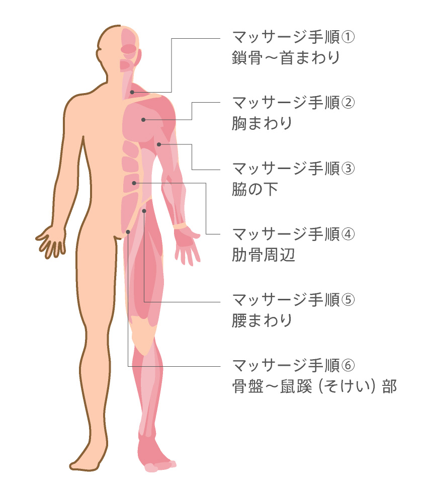 全身アロマリンパマッサージの流れ | 桜山フェイシャルエステSILATUCA 白塚まいこ