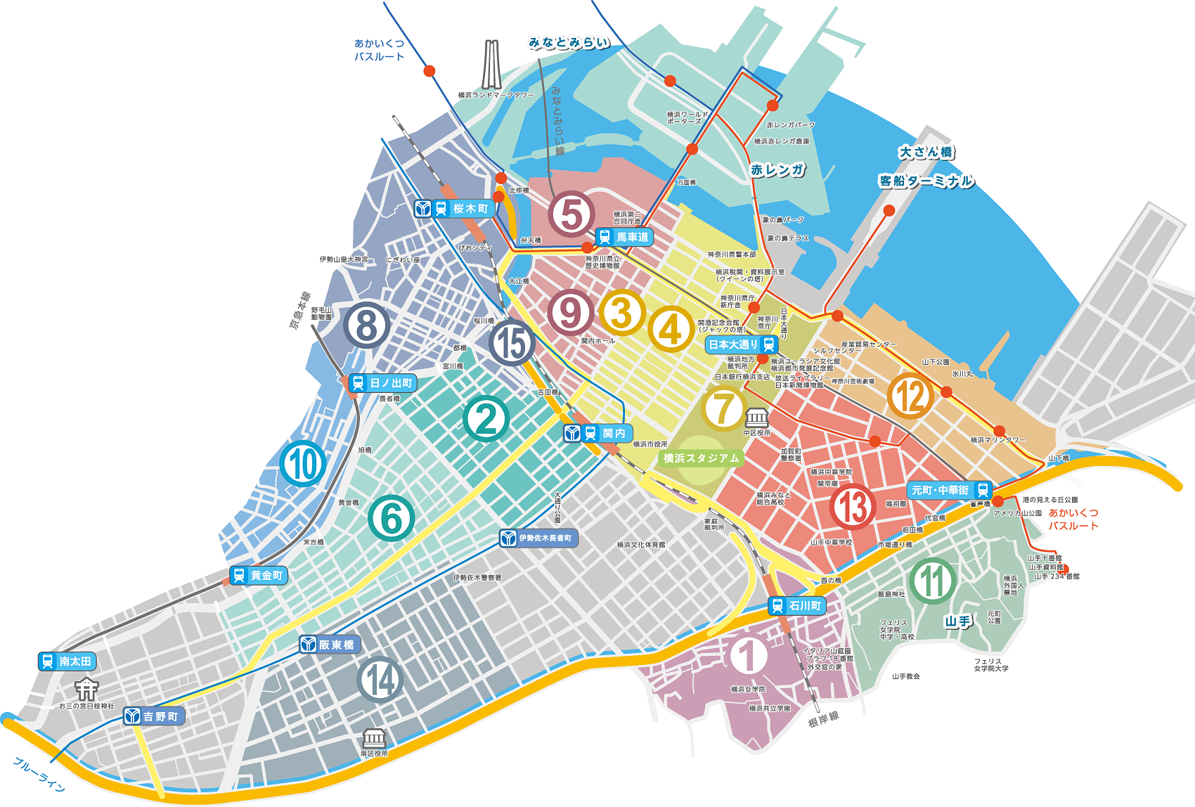 アクセス｜関内 地下街 マリナード [JR・市営地下鉄｢関内｣駅下車すぐ、みなとみらい線｢馬車道｣駅徒歩5分]